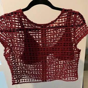 Red wine see through 2 piece crop